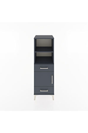 Hyperion Dolap 3 Raflı 2 Çekmeceli Tek Kapaklı 44x44x134 Antrasit-Antrasit
