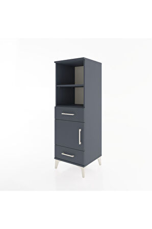 Hyperion Dolap 3 Raflı 2 Çekmeceli Tek Kapaklı 44x44x134 Antrasit-Antrasit