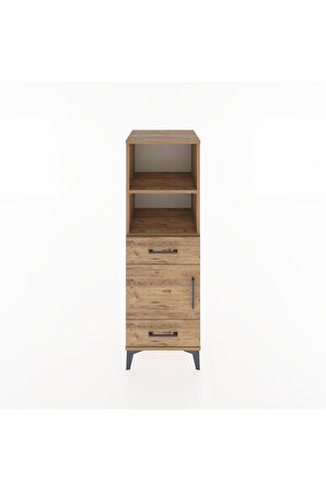 Hyperion Dolap 3 Raflı 2 Çekmeceli Tek Kapaklı 44x44x134 Çam-Çam