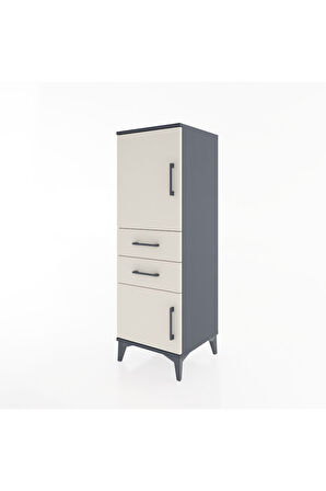 Hyperion Dolap 2 Raflı 2 Çekmeceli 2 Kapaklı 44x44x134 Antrasit-Aytaşı