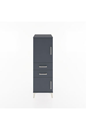 Hyperion Dolap 2 Raflı 2 Çekmeceli 2 Kapaklı 44x44x134 Antrasit-Antrasit