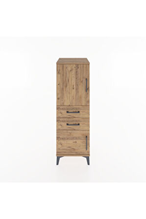 Hyperion Dolap 2 Raflı 2 Çekmeceli 2 Kapaklı 44x44x134 Çam-Çam
