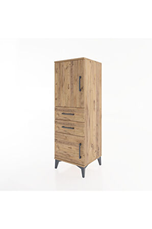 Hyperion Dolap 2 Raflı 2 Çekmeceli 2 Kapaklı 44x44x134 Çam-Çam