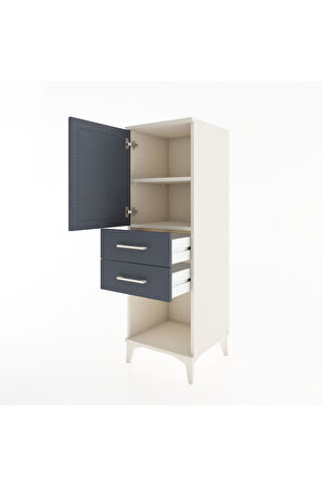 Hyperion Dolap 2 Raflı 2 Çekmeceli Tek Kapaklı 44x44x134 Aytaşı-Antrasit