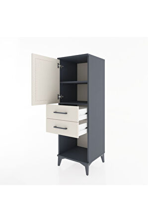 Hyperion Dolap 2 Raflı 2 Çekmeceli Tek Kapaklı 44x44x134 Antrasit-Aytaşı