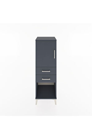 Hyperion Dolap 2 Raflı 2 Çekmeceli Tek Kapaklı 44x44x134 Antrasit-Antrasit