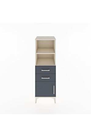 Hyperion Dolap 2 Raflı 2 Çekmeceli Tek Kapaklı 44x44x134 Aytaşı-Antrasit