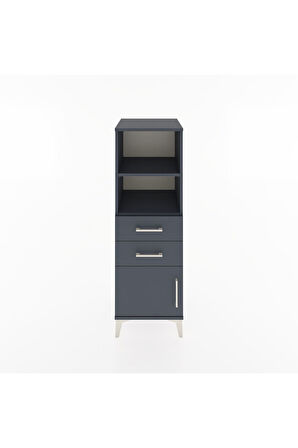 Hyperion Dolap 2 Raflı 2 Çekmeceli Tek Kapaklı 44x44x134 Antrasit-Antrasit