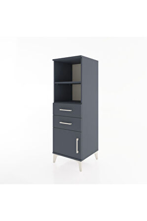 Hyperion Dolap 2 Raflı 2 Çekmeceli Tek Kapaklı 44x44x134 Antrasit-Antrasit