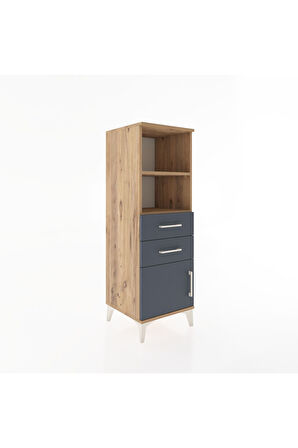 Hyperion Dolap 2 Raflı 2 Çekmeceli Tek Kapaklı 44x44x134 Çam-Antrasit