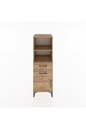 Hyperion Dolap 2 Raflı 2 Çekmeceli Tek Kapaklı 44x44x134 Çam-Çam