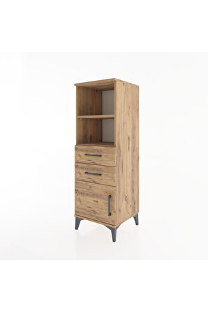 Hyperion Dolap 2 Raflı 2 Çekmeceli Tek Kapaklı 44x44x134 Çam-Çam