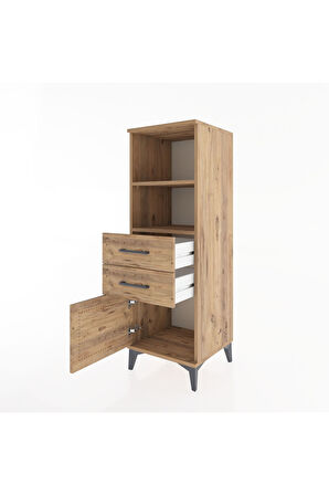 Hyperion Dolap 2 Raflı 2 Çekmeceli Tek Kapaklı 44x44x134 Çam-Çam