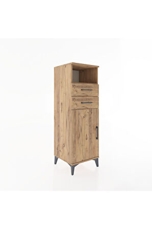 Hyperion Dolap 2 Raflı 2 Çekmeceli Tek Kapaklı 44x44x134 Çam-Çam