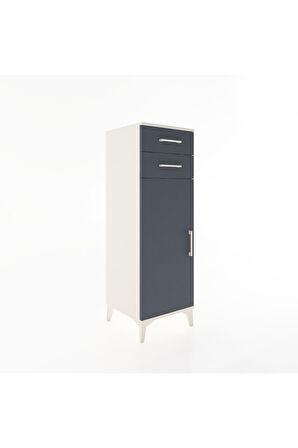 Hyperion Dolap 2 Raflı 2 Çekmeceli Tek Kapaklı 44x44x134 Aytaşı-Antrasit