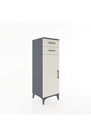 Hyperion Dolap 2 Raflı 2 Çekmeceli Tek Kapaklı 44x44x134 Antrasit-Aytaşı