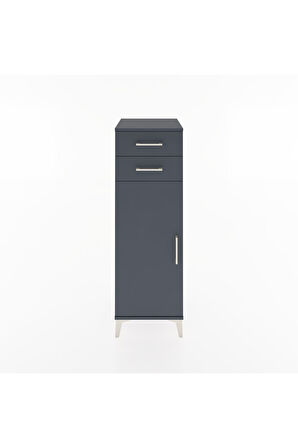 Hyperion Dolap 2 Raflı 2 Çekmeceli Tek Kapaklı 44x44x134 Antrasit-Antrasit