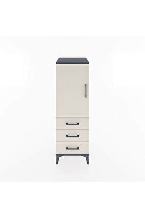 Hyperion Dolap 2 Raflı 3 Çekmeceli Tek Kapaklı 44x44x134 Antrasit-Aytaşı