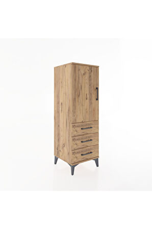 Hyperion Dolap 2 Raflı 3 Çekmeceli Tek Kapaklı 44x44x134 Çam-Çam