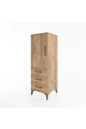 Hyperion Dolap 2 Raflı 3 Çekmeceli Tek Kapaklı 44x44x134 Çam-Çam