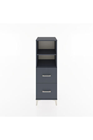 Hyperion Dolap 2 Raflı 2 Çekmeceli 44x44x134 Antrasit-Antrasit