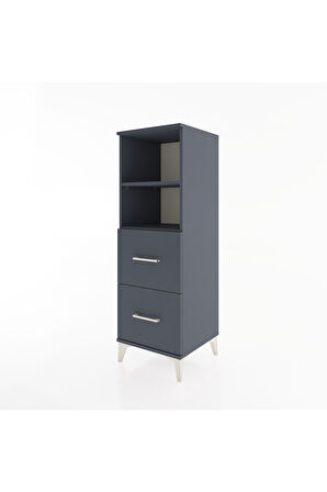 Hyperion Dolap 2 Raflı 2 Çekmeceli 44x44x134 Antrasit-Antrasit