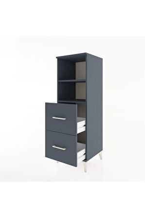 Hyperion Dolap 2 Raflı 2 Çekmeceli 44x44x134 Antrasit-Antrasit