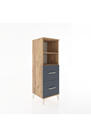 Hyperion Dolap 2 Raflı 2 Çekmeceli 44x44x134 Çam-Antrasit