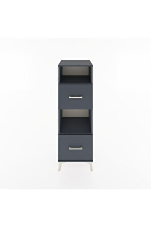 Hyperion Dolap 2 Raflı 2 Çekmeceli 44x44x134 Antrasit-Antrasit