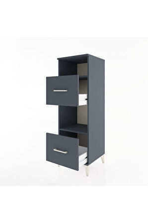 Hyperion Dolap 2 Raflı 2 Çekmeceli 44x44x134 Antrasit-Antrasit