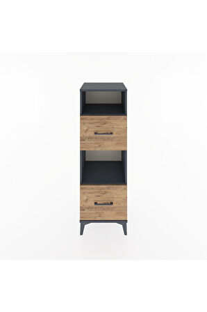 Hyperion Dolap 2 Raflı 2 Çekmeceli 44x44x134 Antrasit-Çam