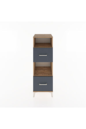 Hyperion Dolap 2 Raflı 2 Çekmeceli 44x44x134 Çam-Antrasit