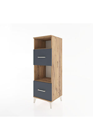 Hyperion Dolap 2 Raflı 2 Çekmeceli 44x44x134 Çam-Antrasit