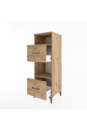 Hyperion Dolap 2 Raflı 2 Çekmeceli 44x44x134 Çam-Çam