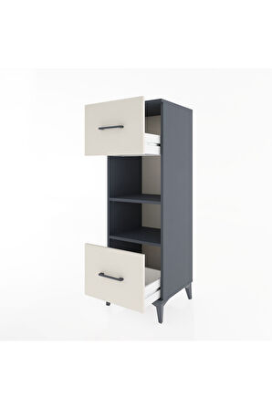 Hyperion Dolap 2 Raflı 2 Çekmeceli 44x44x134 Antrasit-Aytaşı