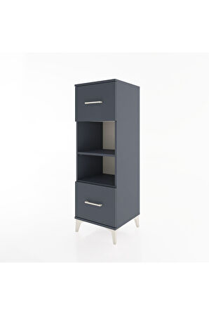 Hyperion Dolap 2 Raflı 2 Çekmeceli 44x44x134 Antrasit-Antrasit
