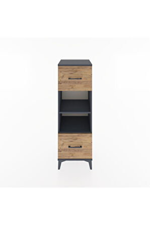 Hyperion Dolap 2 Raflı 2 Çekmeceli 44x44x134 Antrasit-Çam