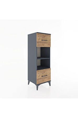 Hyperion Dolap 2 Raflı 2 Çekmeceli 44x44x134 Antrasit-Çam