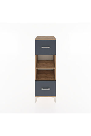 Hyperion Dolap 2 Raflı 2 Çekmeceli 44x44x134 Çam-Antrasit