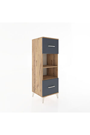 Hyperion Dolap 2 Raflı 2 Çekmeceli 44x44x134 Çam-Antrasit