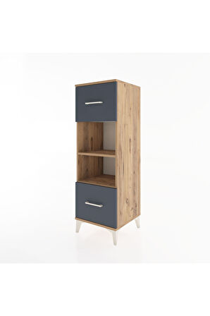 Hyperion Dolap 2 Raflı 2 Çekmeceli 44x44x134 Çam-Antrasit