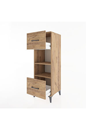 Hyperion Dolap 2 Raflı 2 Çekmeceli 44x44x134 Çam-Çam
