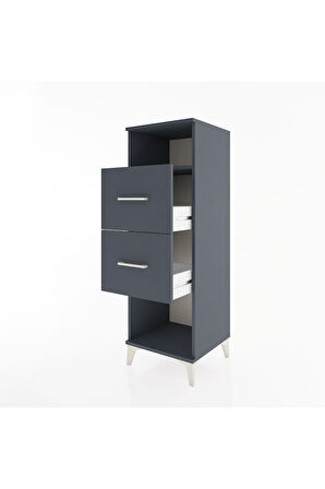 Hyperion Dolap Tek Raflı 2 Çekmeceli 44x44x134 Antrasit-Antrasit