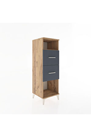 Hyperion Dolap Tek Raflı 2 Çekmeceli 44x44x134 Çam-Antrasit