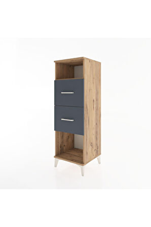 Hyperion Dolap Tek Raflı 2 Çekmeceli 44x44x134 Çam-Antrasit