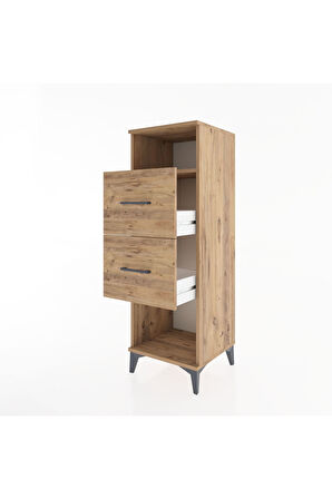 Hyperion Dolap Tek Raflı 2 Çekmeceli 44x44x134 Çam-Çam