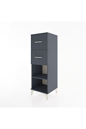 Hyperion Dolap Tek Raflı 2 Çekmeceli 44x44x134 Antrasit-Antrasit