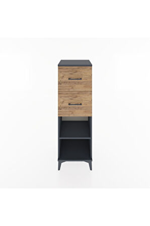 Hyperion Dolap Tek Raflı 2 Çekmeceli 44x44x134 Antrasit-Çam