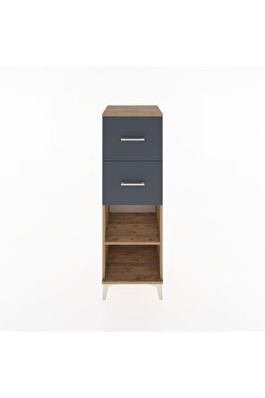 Hyperion Dolap Tek Raflı 2 Çekmeceli 44x44x134 Çam-Antrasit