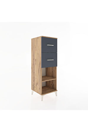 Hyperion Dolap Tek Raflı 2 Çekmeceli 44x44x134 Çam-Antrasit